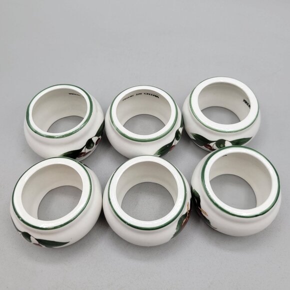 Citation Cades Cove Pattern Napkin Rings Apple Cherry Discontinued Set of 6 - Picture 6 of 8